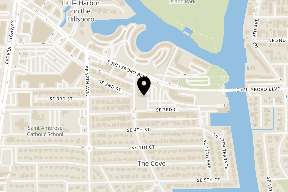 Map showing the location of Casa Maya Grill on 201 SE 15th Terrace #101 in Deerfield Beach
